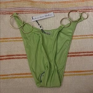 XS - NWT - Monica Hansen - Green Swimsuit Bikini Bottom with Gold Accents